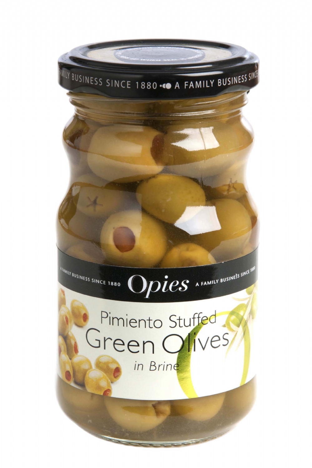 OPIE'S Cocktail Olives stuffed with Pimiento 227g (5010392004130)