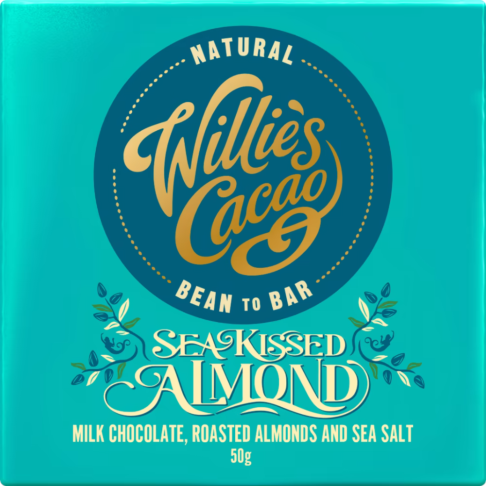 WILLIE'S CACAO Sea Kissed Almond - Milk Chocolate, Roasted Almonds & Sea Salt 50g