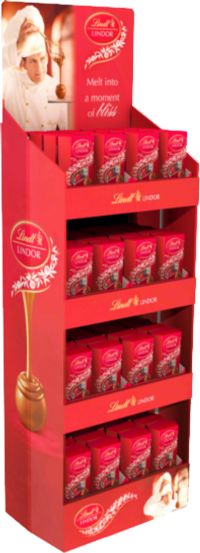 LINDT Lindor 4 Shelf Cornet Floor Standing Display Unit - Supplied Empty
