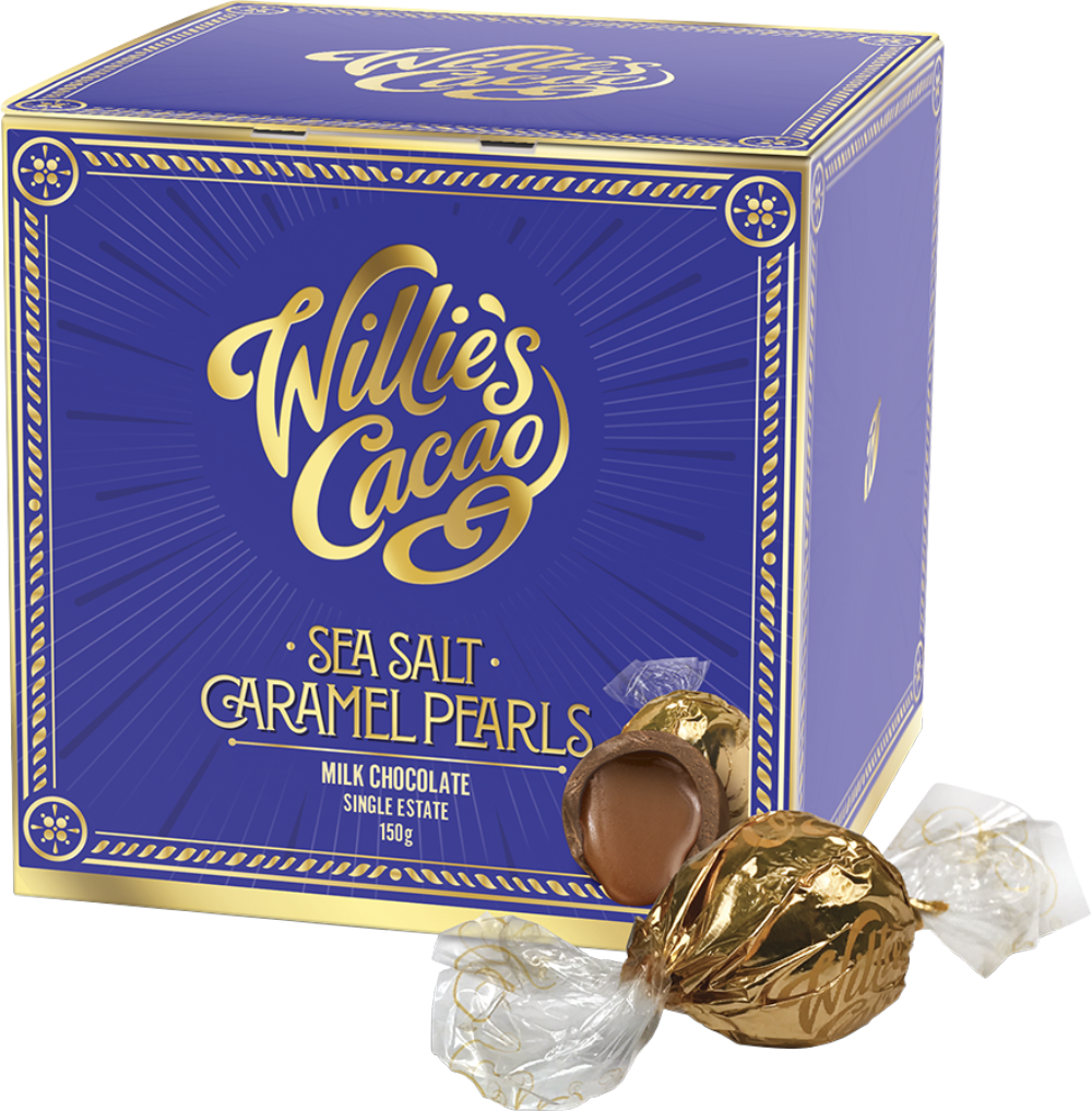 WILLIE'S CACAO Sea Salt Caramel Pearls - Milk Chocolate 150g