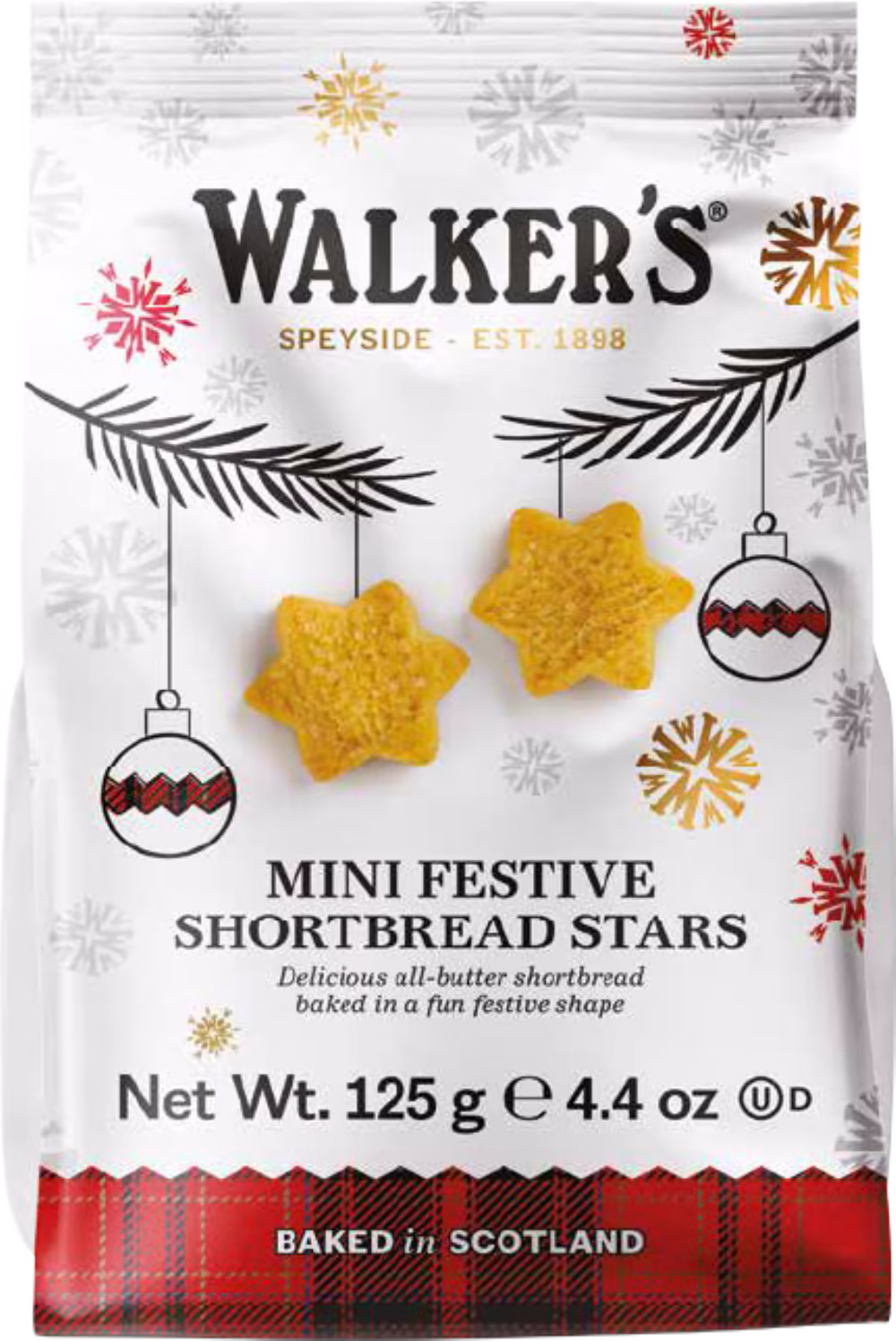 WALKER'S Mini Festive Shortbread Stars 125g