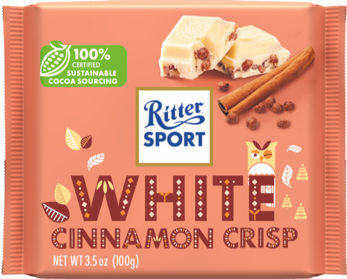 RITTER SPORT White Cinnamon Crisp Bar 100g