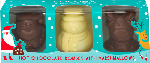 COCOBA Festive Figure Hot Choc Bombes with Marshmallows 150g