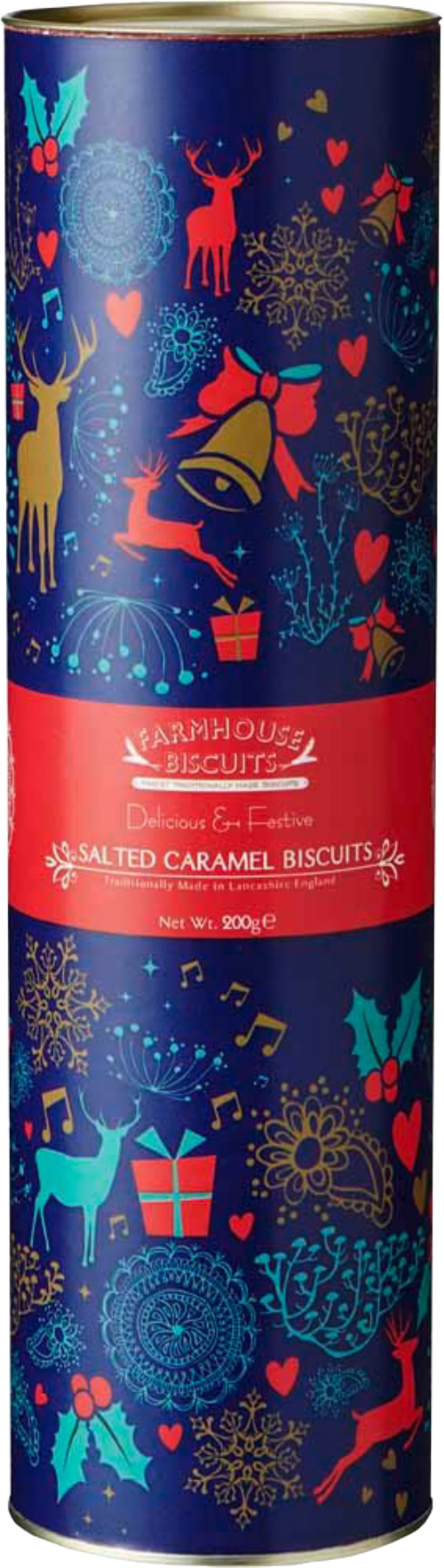 FARMHOUSE Salted Caramel Biscs in Christmas Icon Tube 200g