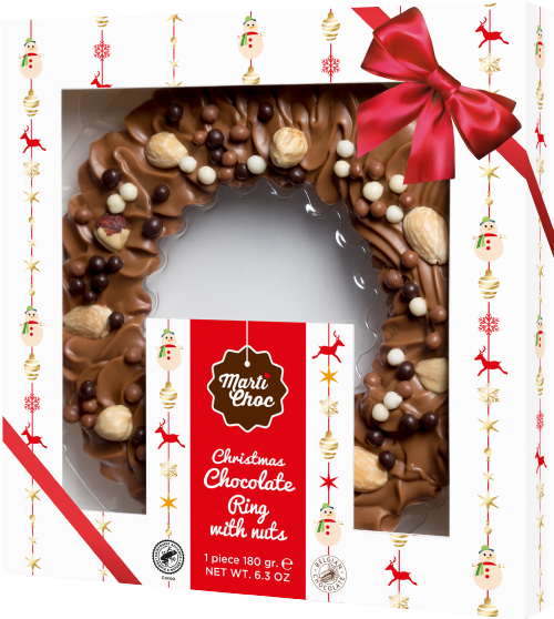 MARTICHOC Christmas Chocolate Ring with Nuts 180g