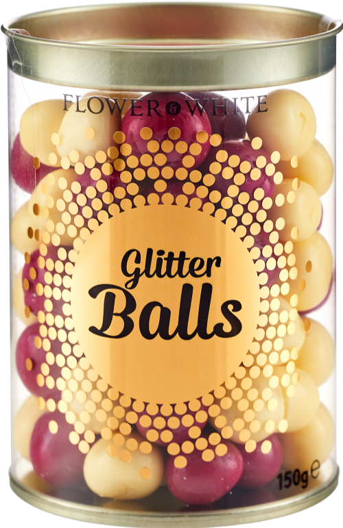 FLOWER & WHITE Glitter Balls Meringue Pops - Party 150g