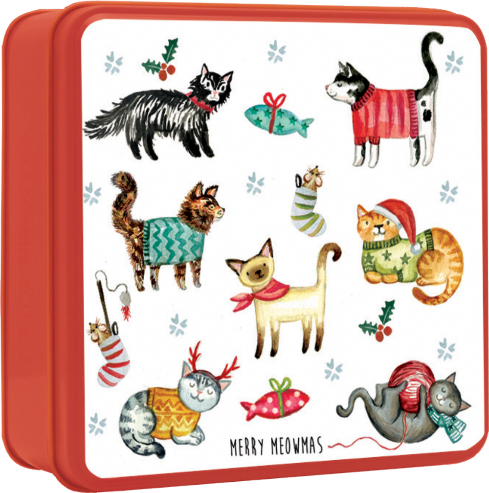 Grandma Wild's Assorted Biscuits in Embossed Merry Meowmas Tin 160g