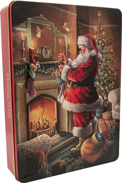 GRANDMA WILD'S Mixed Bisc in Embossed Santa by Fire Tin 400g