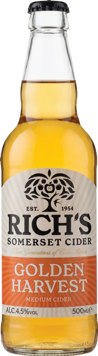 RICH'S CIDER Golden Harvest Cider - Medium 4.5% ABV 500ml