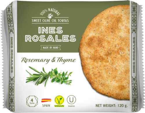 INES ROSALES Savoury Olive Oil Tortas Rosemary & Thyme 120g