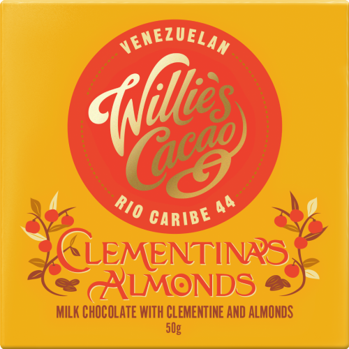 WILLIE'S CACAO Clementina Almond Rio Caribe 44 Milk Choc 50g