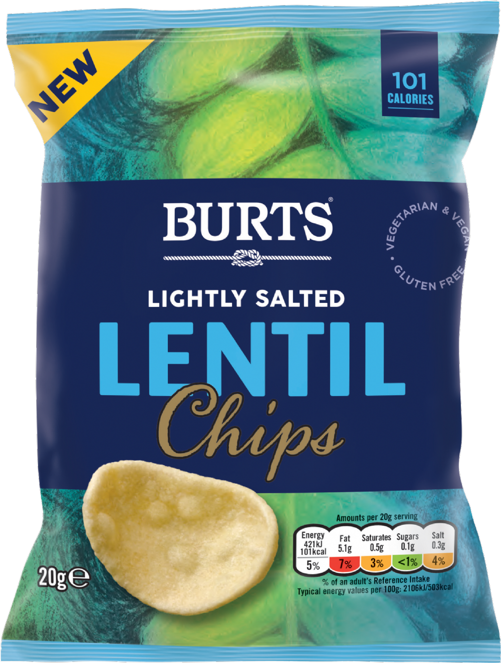 Holleys Fine Foods BURTS Lentil Chips Lightly Salted 20g