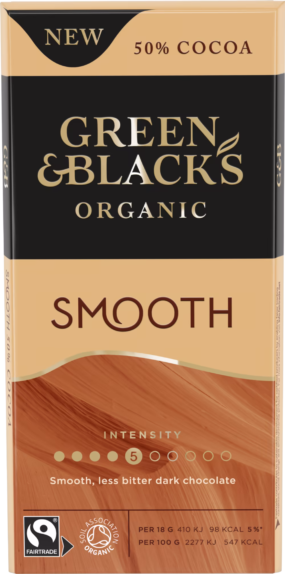 GREEN & BLACK'S Organic Smooth 50% Cocoa Dark Chocolate Bar 90g