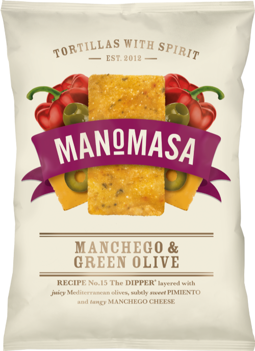 MANOMASA Manchego & Green Olive Corn Chips 140g