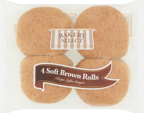 BAKERY SELECT 4 Soft Brown Rolls 250g