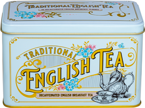NEW ENGLISH TEAS Decaf English Breakfast Tea Tin 40 bags 80g