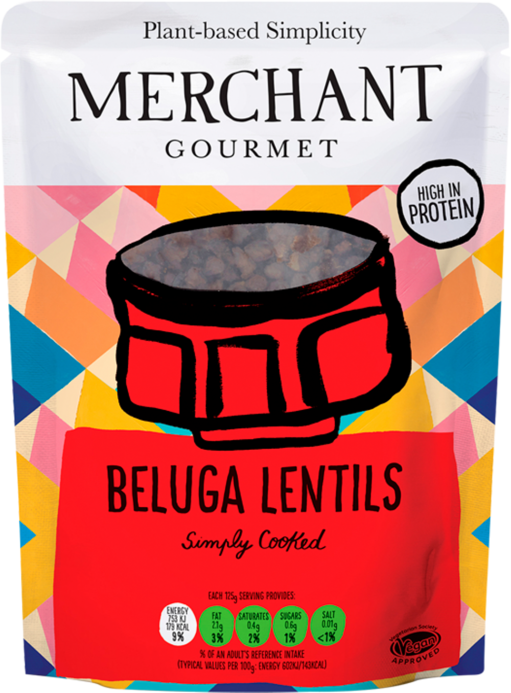 Holleys Fine Foods MERCHANT GOURMET Beluga Lentils Simply Cooked 250g