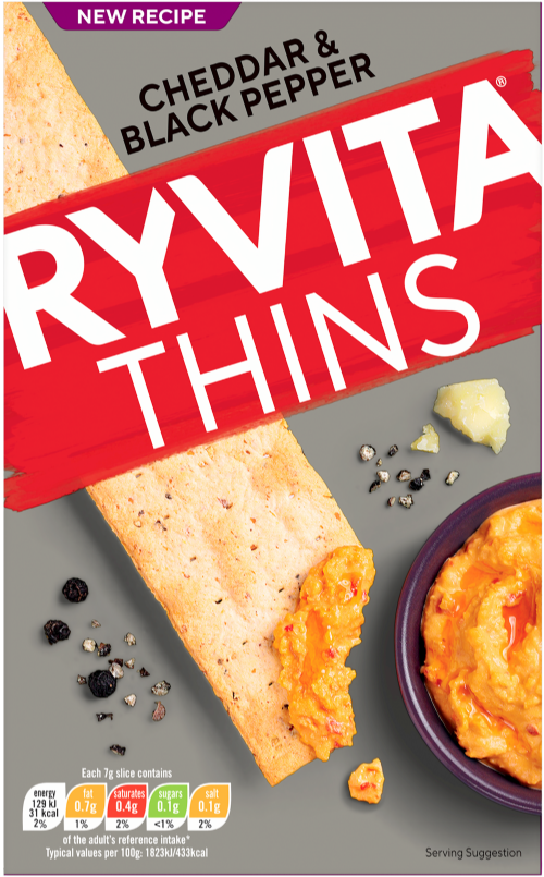 RYVITA Thins - Cheddar & Black Pepper 125g