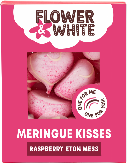 FLOWER & WHITE Meringue Kisses - Raspberry Eton Mess 100g