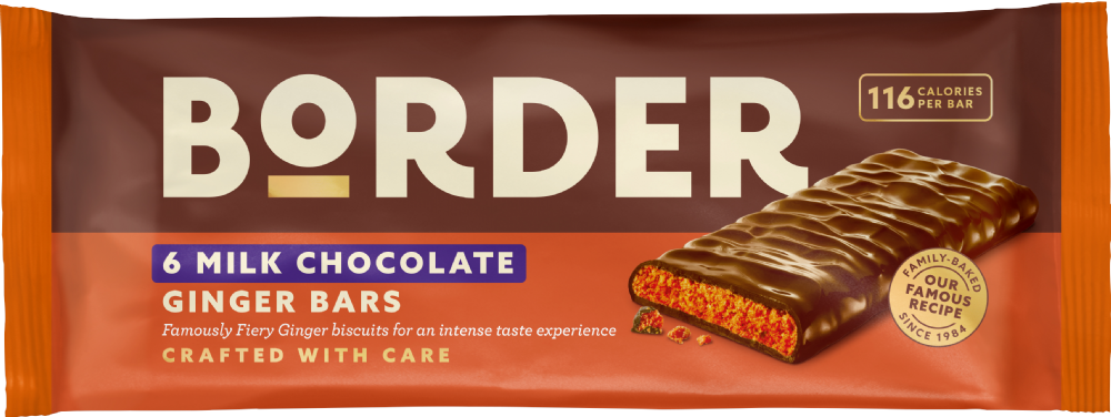Border Biscuits 6 Milk Chocolate Ginger Bars 144g