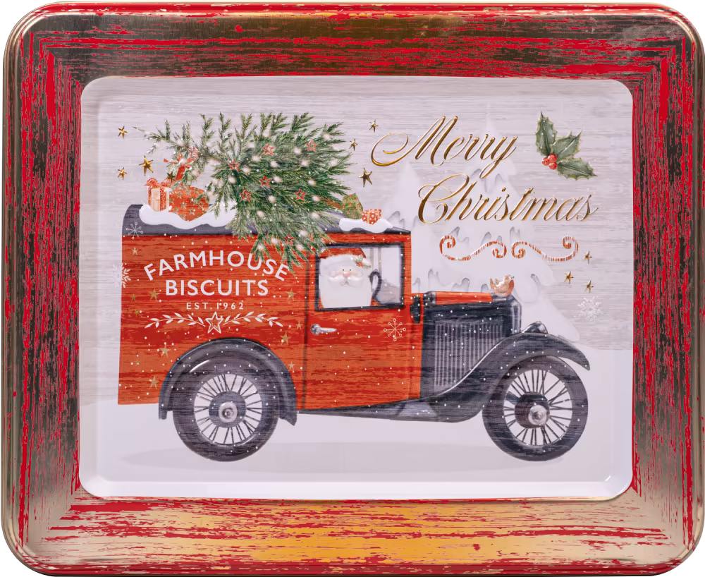 FARMHOUSE BISCUITS Oat Flips Biscuits in Embossed Vintage Van Tin 400g