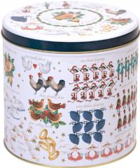 FARMHOUSE BISCUITS Assorted Biscuits in Embossed 12 Days of Christmas Barrel Tin 450g