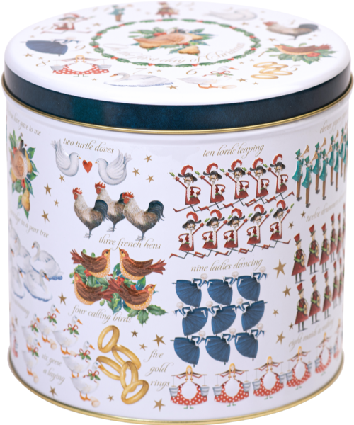 FARMHOUSE Asstd Biscuits in 12 Days of Xmas Barrel Tin 450g