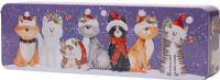 FARMHOUSE BISCUITS Stem Ginger Biscuits in Embossed Christmas Cat Tin 225g