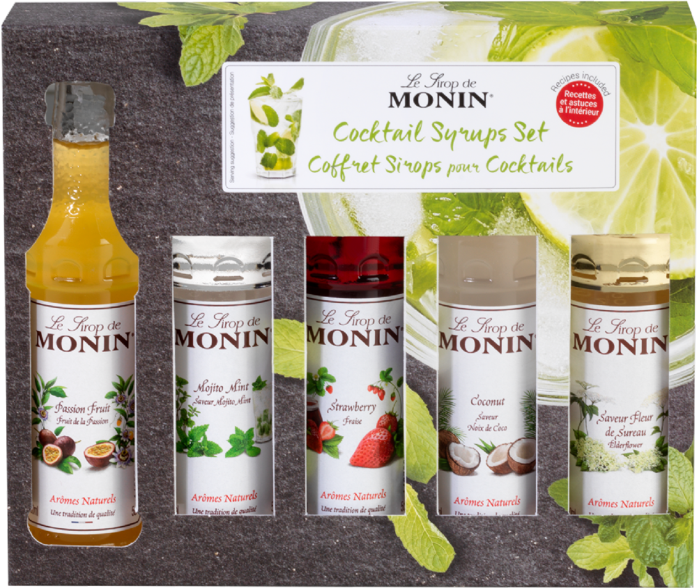 Holleys Fine Foods MONIN Cocktail Syrups Set Gift Pack 5x5cl