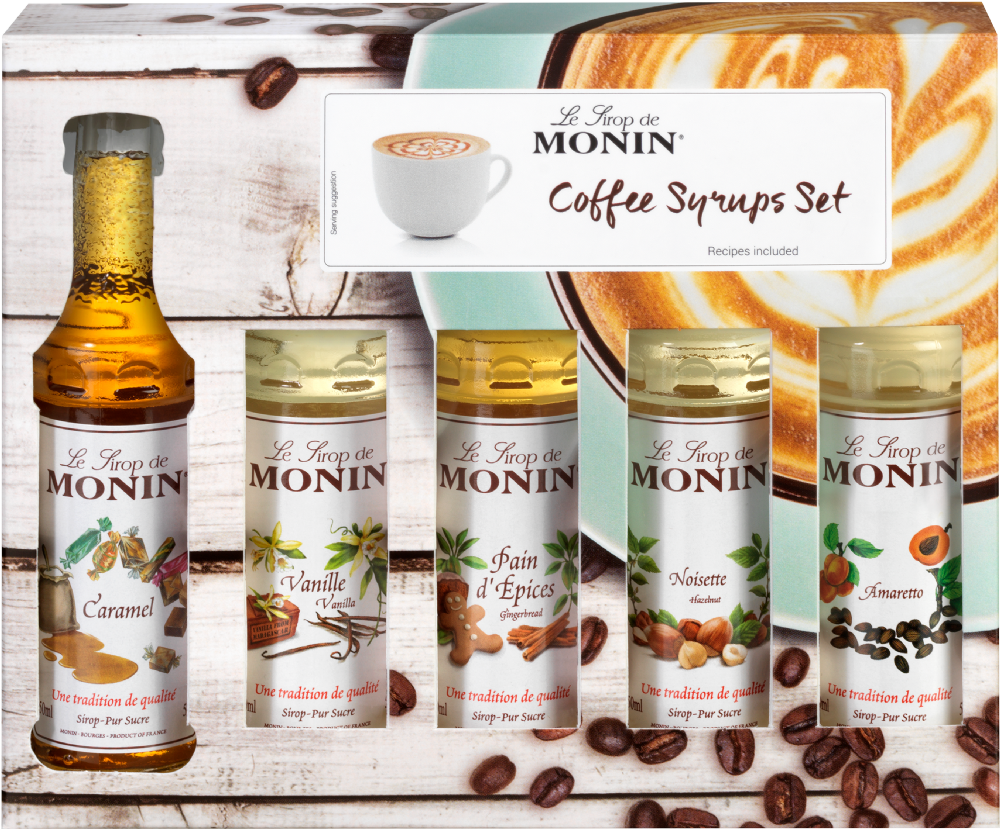 Holleys Fine Foods MONIN Coffee Syrups Set Gift Pack 5x5cl