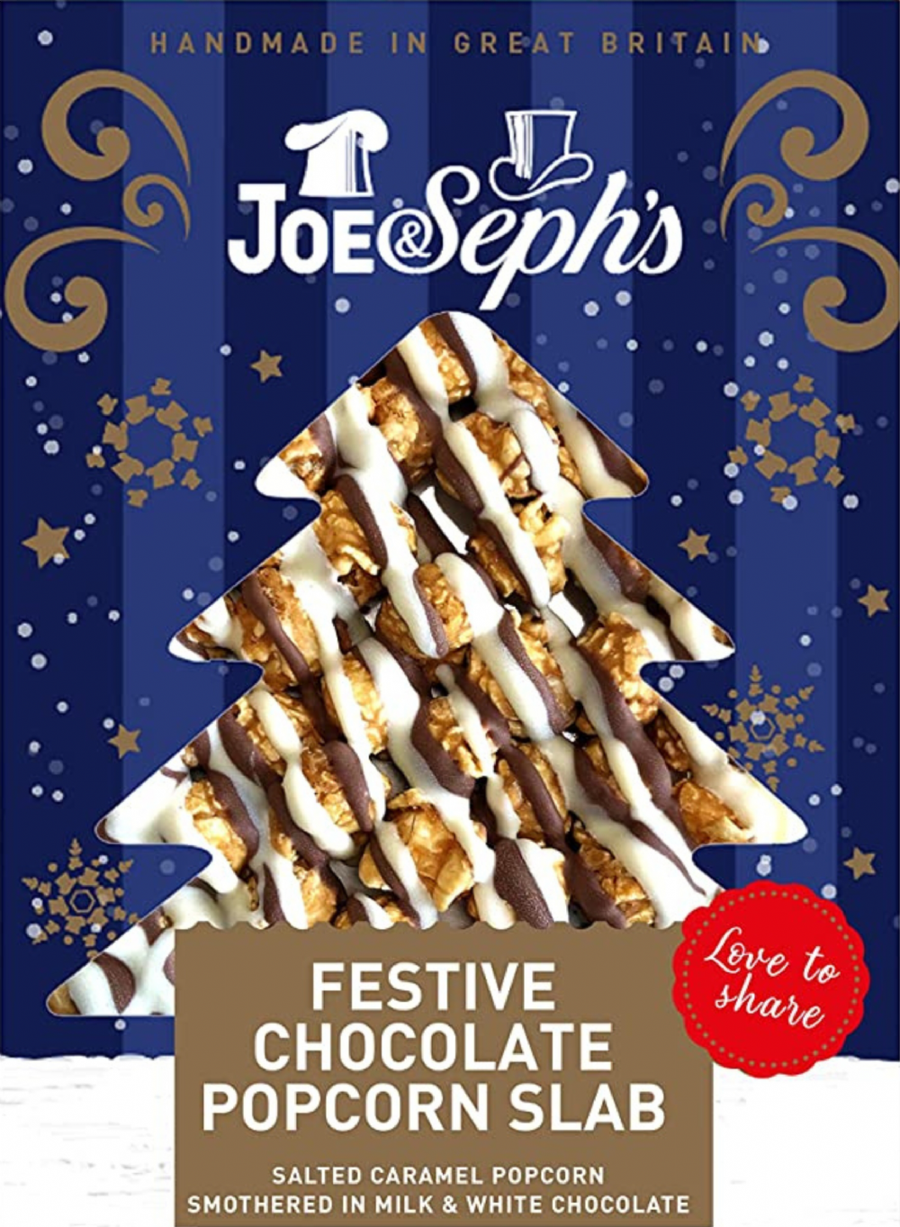 Joe & Seph's Festive Chocolate Popcorn Slab 115g