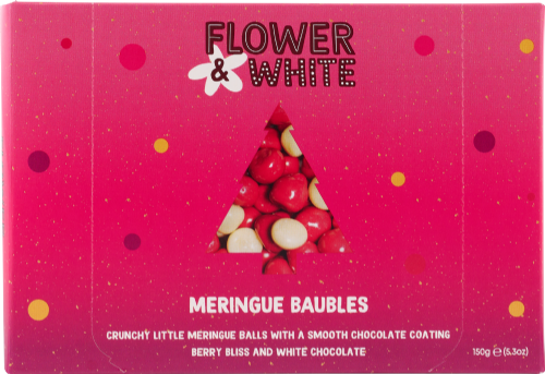 FLOWER & WHITE Meringue Baubles - Berry & White Choc 150g