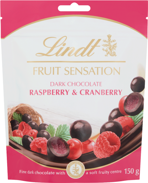 LINDT Fruit Sensation - Dark Choc Raspberry & Cranberry 150g