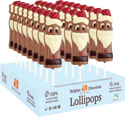 BELFINE Belgian Chocolate Long Pop Santa Lollipop 23g