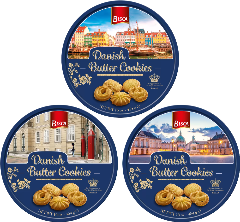BISCA Danish Butter Cookies - Tin (Assorted Designs) 454g
