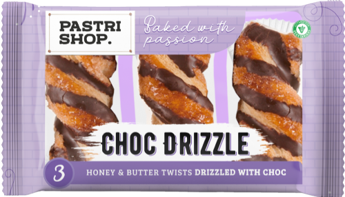 PASTRI SHOP 3 Honey & Butter Twists - Choc Drizzle 123.75g