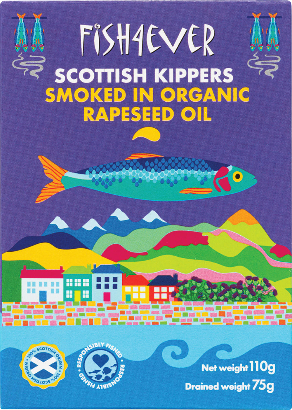 FISH 4 EVER Smoked Kippers in Organic Rapeseed Oil 110g