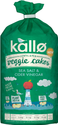 KALLO Lentil & Pea Veggie Cakes - Sea Salt & Cider Vinegar 122g