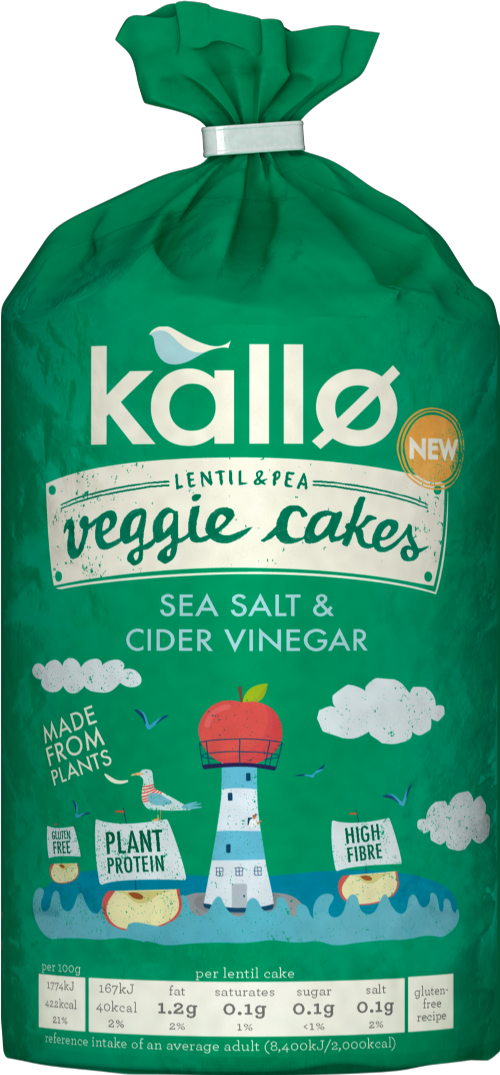 KALLO Lentil/Pea Veggie Cakes - Sea Salt/Cider Vinegar 122g