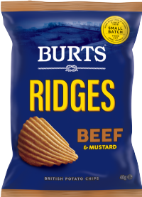 BURTS SNACKS Potato Chips Ridges - Beef & Mustard 40g