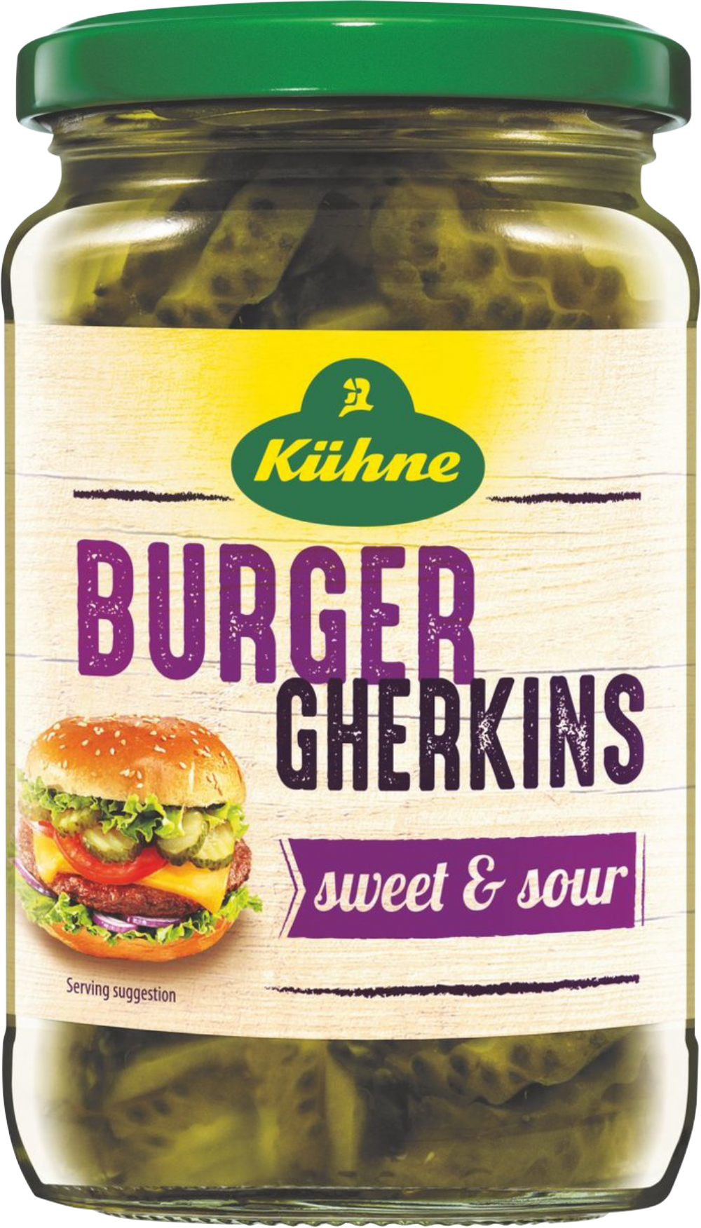 Kuhne Burger Gherkin Slices - Sweet & Sour 330g