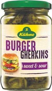 KUHNE Burger Gherkin Slices - Sweet & Sour 330g