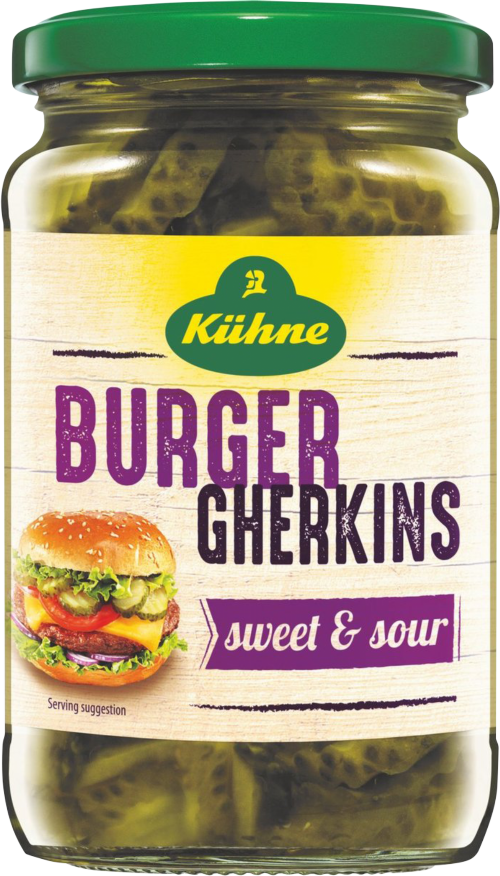 KUHNE Burger Gherkin Slices - Sweet & Sour 330g