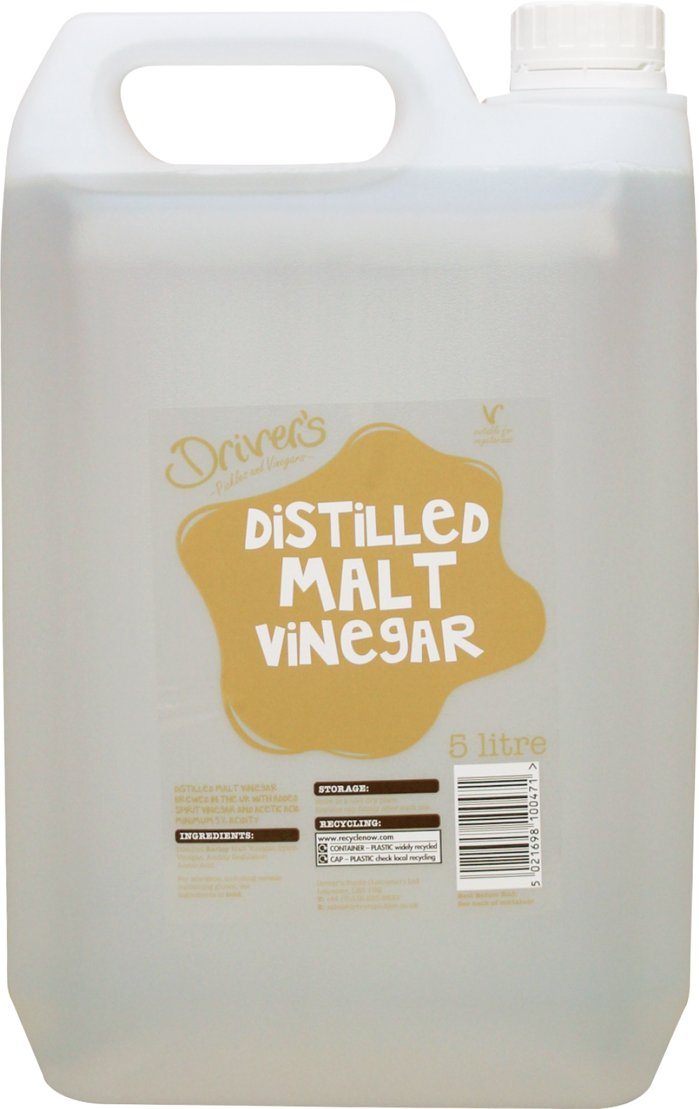 Holleys Fine Foods DRIVERS Distilled Malt Vinegar 5L