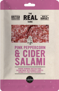 THE REAL CURE Pink Peppercorn & Cider Salami - Sliced 55g
