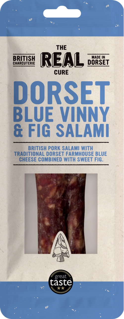 THE REAL CURE Dorset Blue Vinny & Fig Salami - Whole 150g