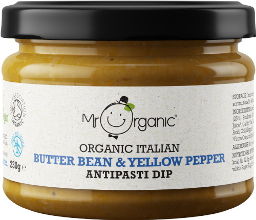 MR ORGANIC Butter Bean & Yellow Pepper Antipasti Dip 230g