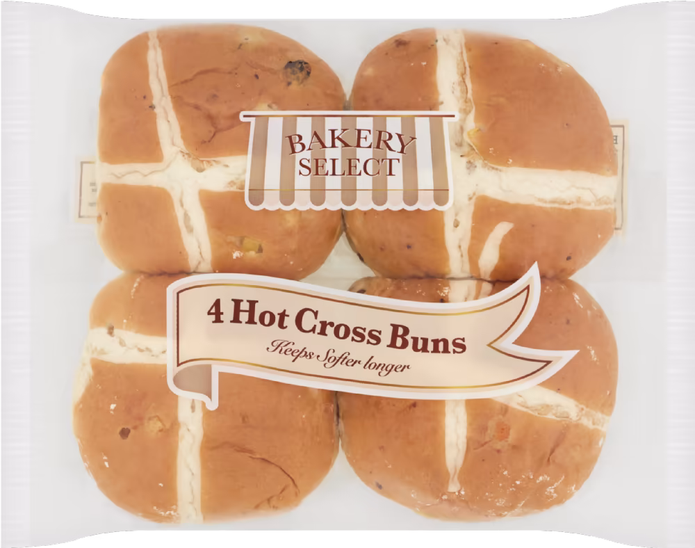 BAKERY SELECT 4 Hot Cross Buns 275g