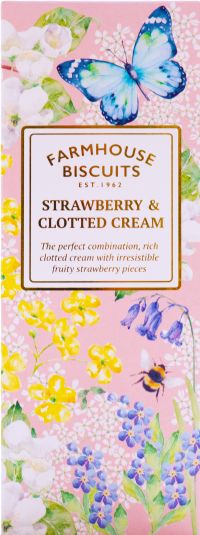 FARMHOUSE BISCUITS Strawberry & Clotted Cream Biscuits in English Garden Carton 150g