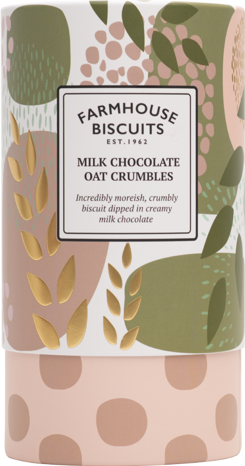 FARMHOUSE Milk Choc Oat Crumble Biscs in Abstract Tube 160g